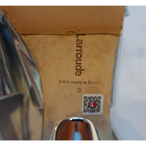 Larroude Ines Pumps Womens Size 8 Mirror Silver Specchio Slingback Heels Dressy - Picture 11 of 16